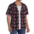 thumbnail image 2 of Balery polka dot with pink bows Pattern Men's Casual Button Down Shirt Short Sleeve Textured Summer Cuban Beach Shirts-3X-Large, 2 of 5