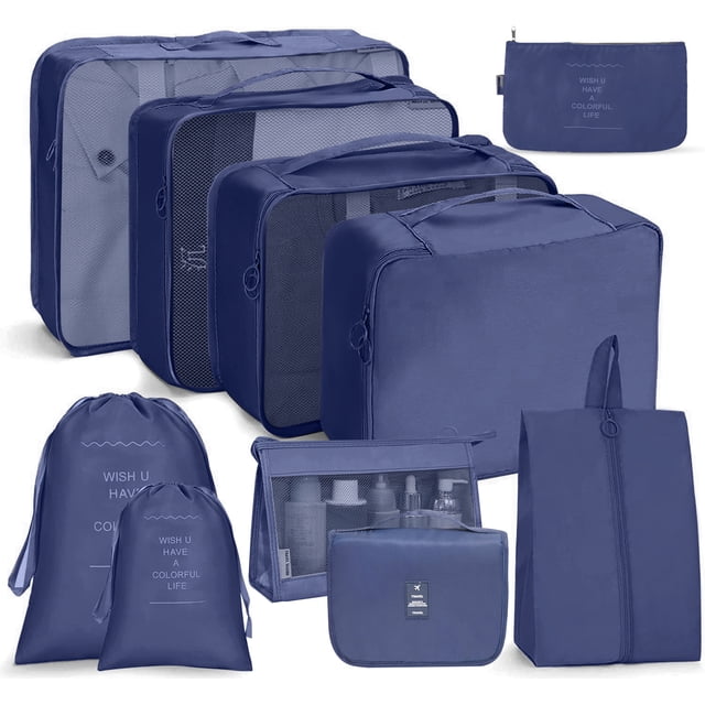 Bolsa de almacenamiento de viaje, juego de 10 piezas, organizador de ropa para equipaje de viaje, bolsa de almacenamiento, juego de almacenamiento simple y separado