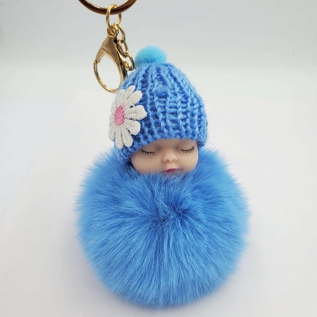 Llavero con forma de bola de pelo de muñeca, bolso, coche, muñeco de peluche de dibujos animados, colgante, pequeño regalo, artesanía