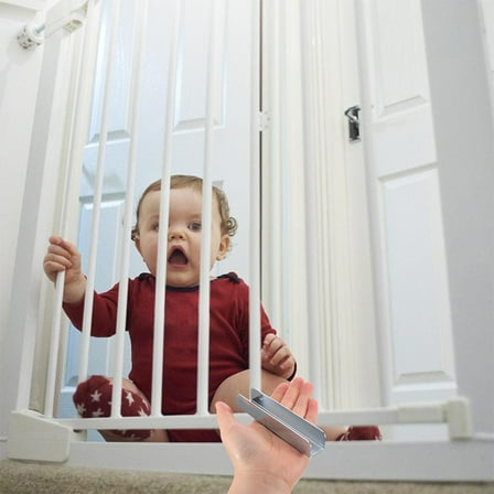 OULII 2Pcs Retractable Gate Replacement Parts Silver Metal Safety Barrier for Home Stair Gate Hardware