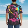 thumbnail image 4 of Honeii Neon Gothic Skull Moon Print Men’s Hawaiian Shirt,Classic Button-Down Short Sleeve Shirt, for Beach, Vacation, and Outdoor Activities,X-Large, 4 of 7
