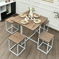 thumbnail image 2 of S AFSTAR Dining Table Set for 4, 5-Piece Dining Table and Chairs with Square Table & 4 Stools, Space-Save Kitchen Table and Chairs for 4, Kitchen & Dining Room Sets for Home Kitchen Bar Pub Apartment, 2 of 9