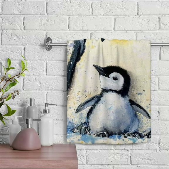 ZFLMY Penguin Penguinling Birds Soft Bath Towel Absorbent Hand Towels 100% Polyester Funny Kitchen Towels Microfiber Towels for Kitchens Bathrooms Showers 29.5x13.8 inches 29.5x13.8in