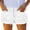 White, variant on Women's High Waisted Straight Leg Denim Shorts with Star Print and Tassel Trim