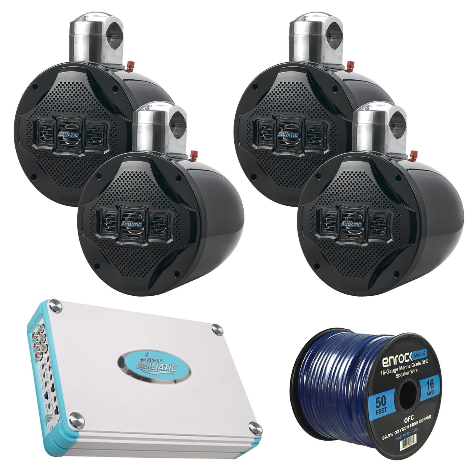 Amp And Speaker Combo Lanzar AQA830BTWT White Aquatic 8Channel 4800