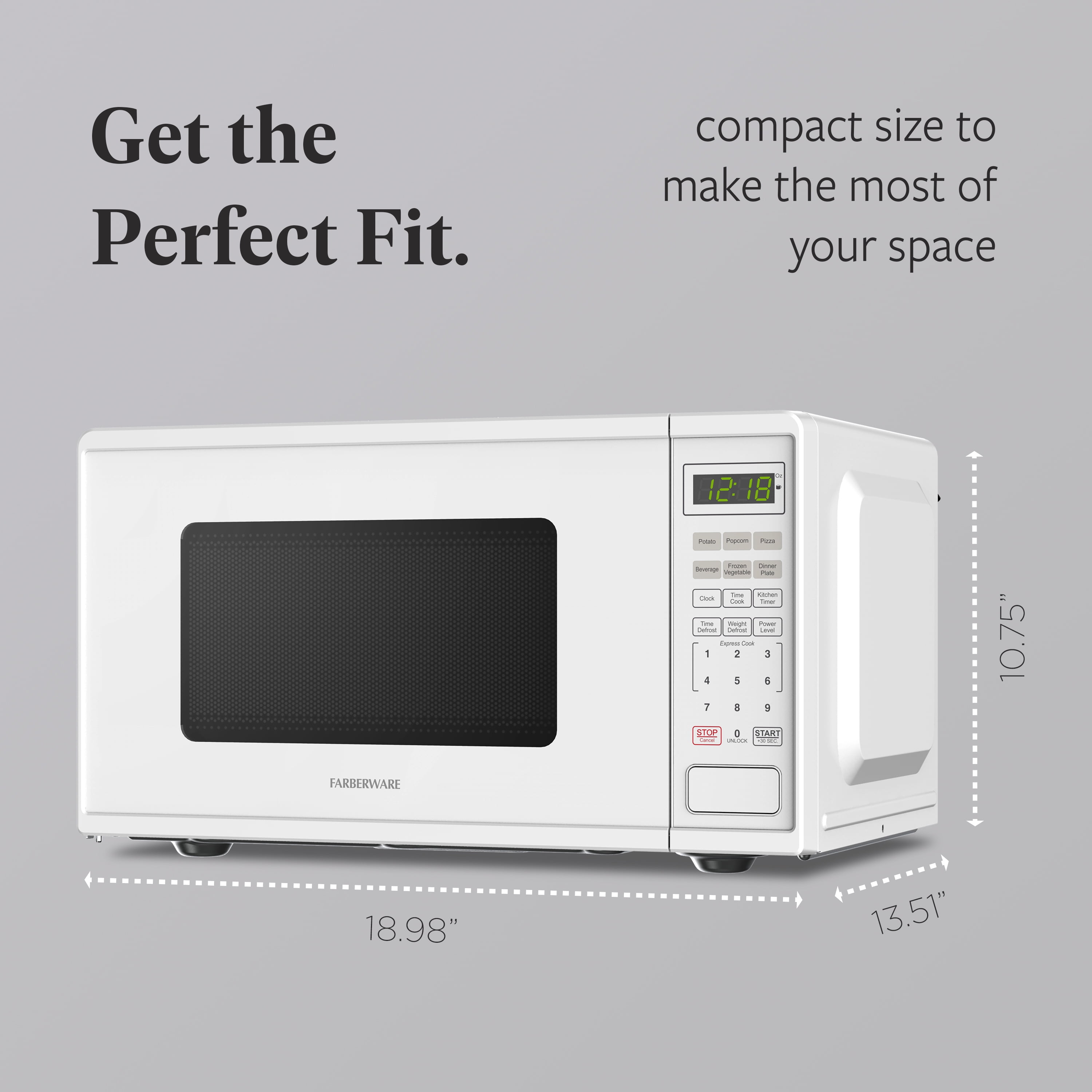 Farberware 0.9 cu ft Microwave Oven, 900W Countertop Microwave Oven with Digital Display, White