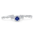 thumbnail image 3 of Halo Three Piece Round Set Blue Sapphire CZ Ring 925 Sterling Silver Size 12, 3 of 4