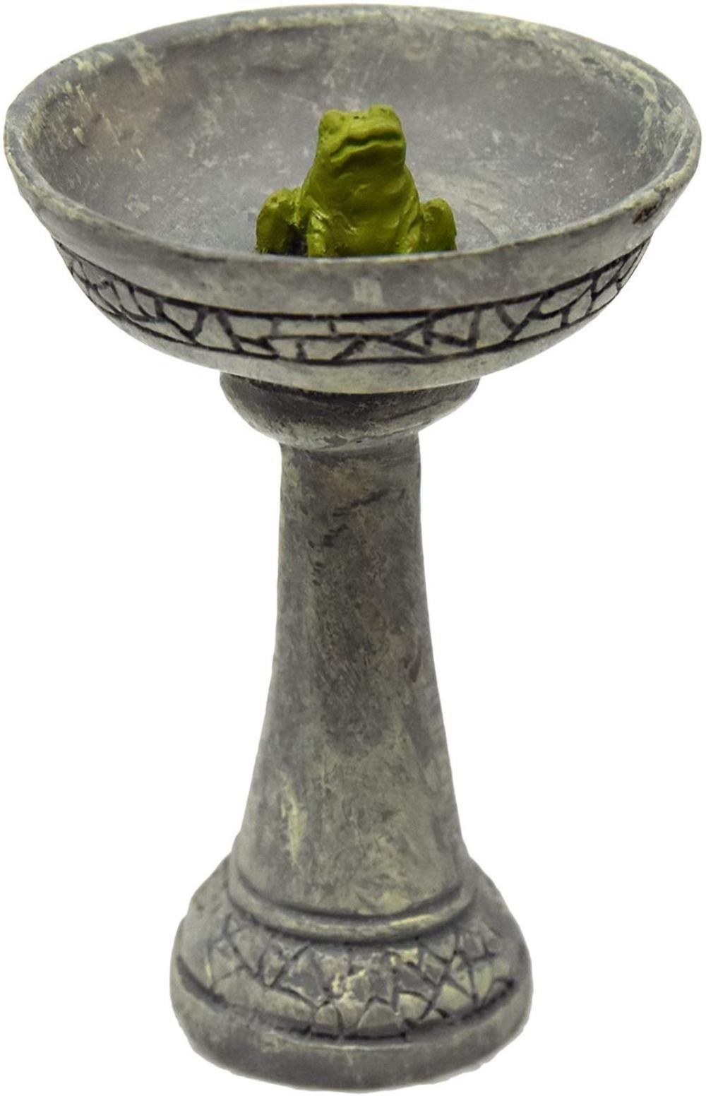 Fairy Gardening Mini Bird Bath with Frog, Colors may vary, KATY'S SHOW