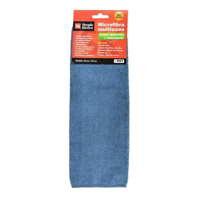 Paño Limpiador Simple Kitchen de Microfibra Lisa Azul