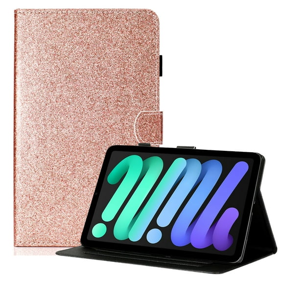 Allytech Stand Folio Case for iPad Mini 6(8.3"), iPad Mini 6th Gen 2021 Cover with Pen Holder, Rosegold PU Leather Scratch-Free Anti-Slip Book Style Card Holder Case for iPad Mini 6 2021, Rosegold