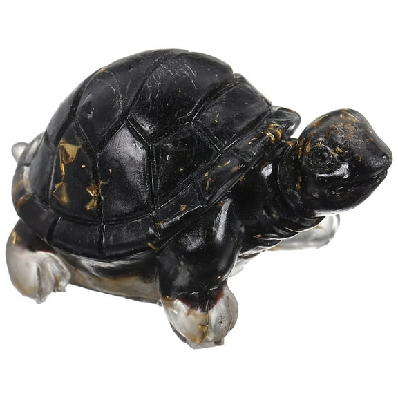 UNOMOR Crystal Turtle Statue Black Obsidian Micro Landscape for Aquarium Decoration 1Pcs