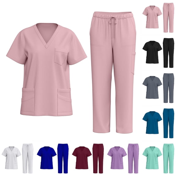 Scrubs For Women Set Medical Classic Top Jogger Pants Scrubs Nurse Uniform Workwear With Scrub Cap Suit