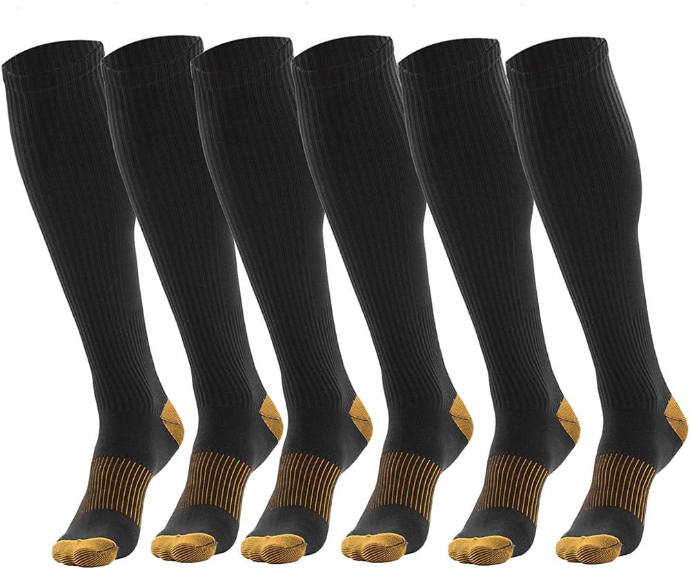 3 Pairs Black Compression Socks For Men - Copper ...