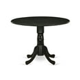 thumbnail image 2 of East West Furniture DMGA5-ABK-50 5 Pc Dining Set Includes 1 Drop Leaves Table and 4 Dark Gotham Grey Linen Fabric Dining Chair Button Tufted Back with Nail Heads - Wire Brushed Black Finish, 2 of 10