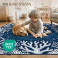 thumbnail image 4 of ODIKA 3'x5' Washable Area Rug Nautical Ocean Interlocking Coral Reef Border Animals Turtle Refined Structured for Hallway, Laundry Room, Non-Slip, Flatweave, Easy Care, 4 of 7