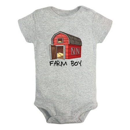 

iDzn Farm Boy Funny Rompers For Babies Newborn Baby Unisex Bodysuits Infant Cute Red Barn Jumpsuits Toddler 0-12 Months Kids One-Piece Oufits (Gray 18-24 Months)