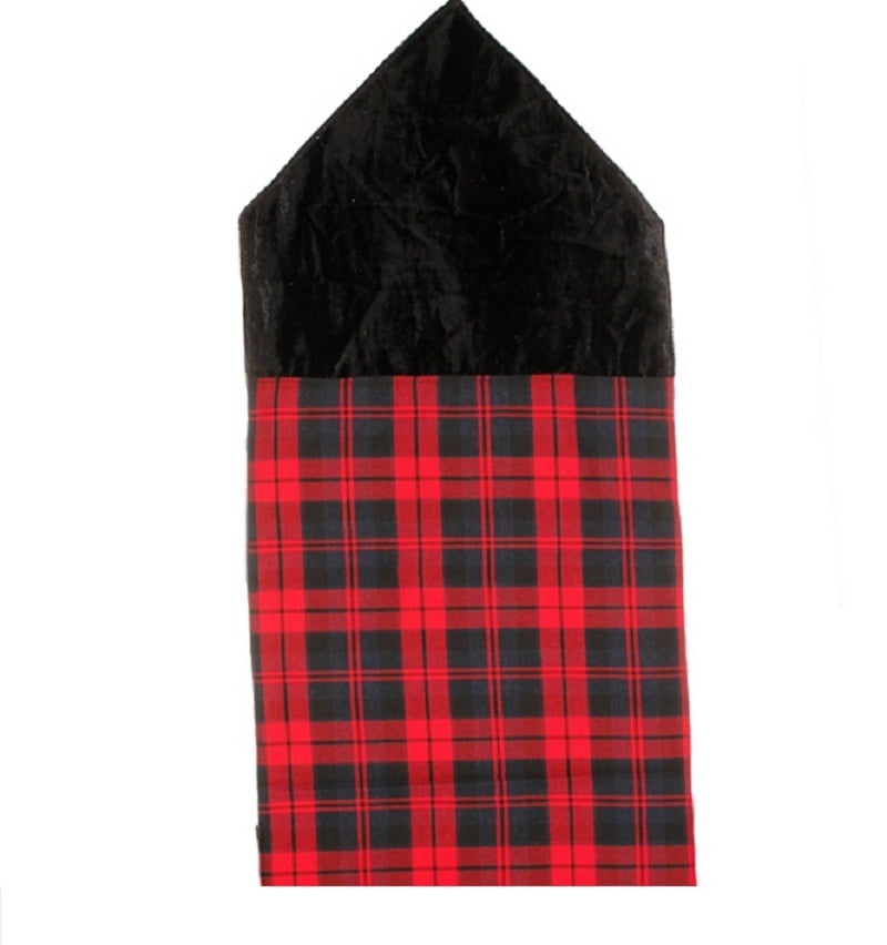 Raz Plaid Christmas Table Runner with Velveteen Tips - 72" - Red and Black