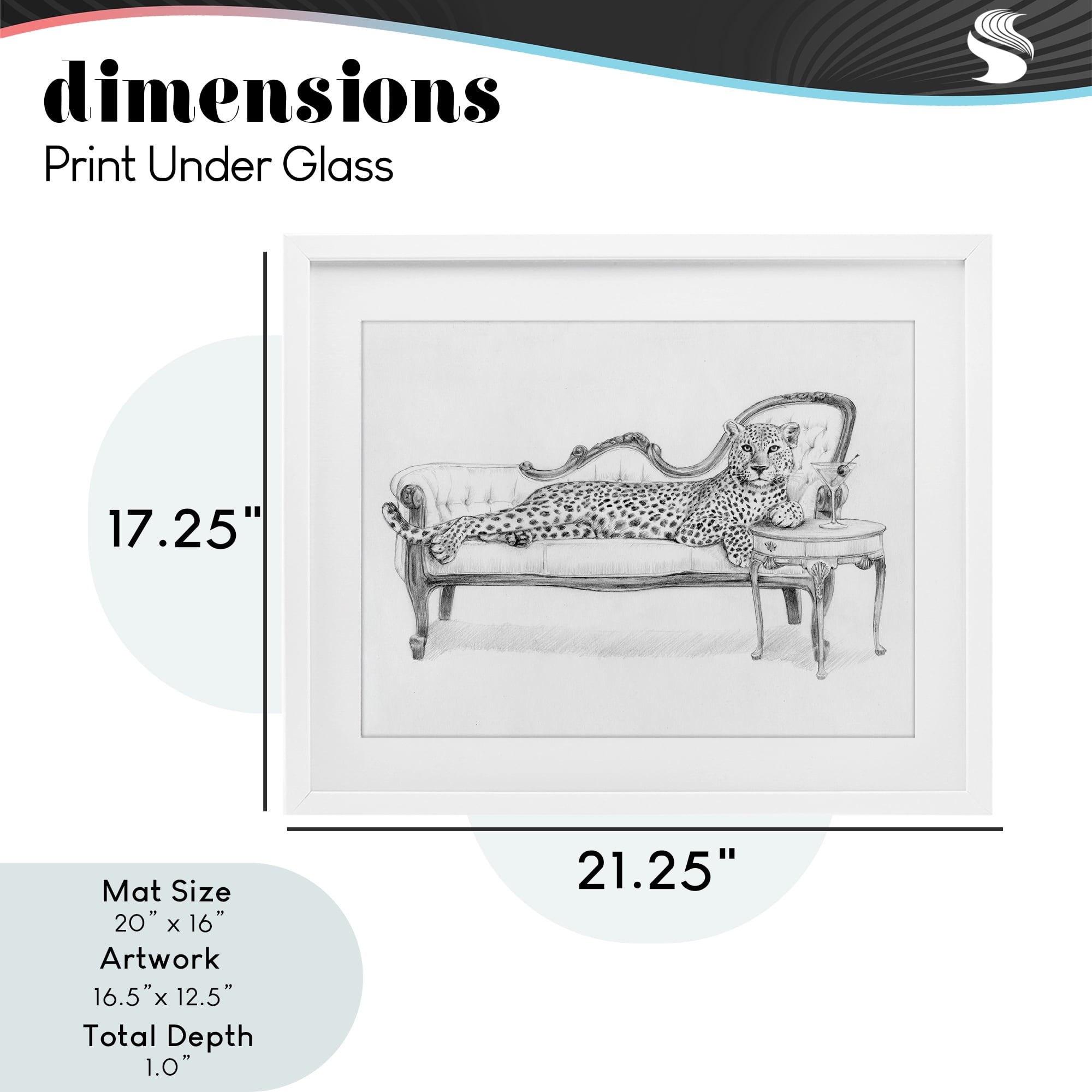 Stupell Industries Lounging Beast Cheetah White Framed Print Under Glass, design by Victoria Barnes
