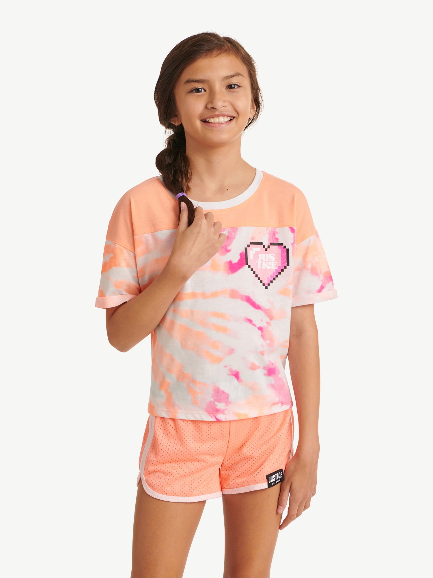 Justice Girl's Everyday Faves Colorblock T-Shirt, Sizes XS-XLP