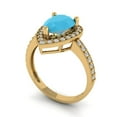 thumbnail image 2 of Clara Pucci 14K Yellow Gold 2.36ct Turquoise Halo Ring for Women, 2 of 7
