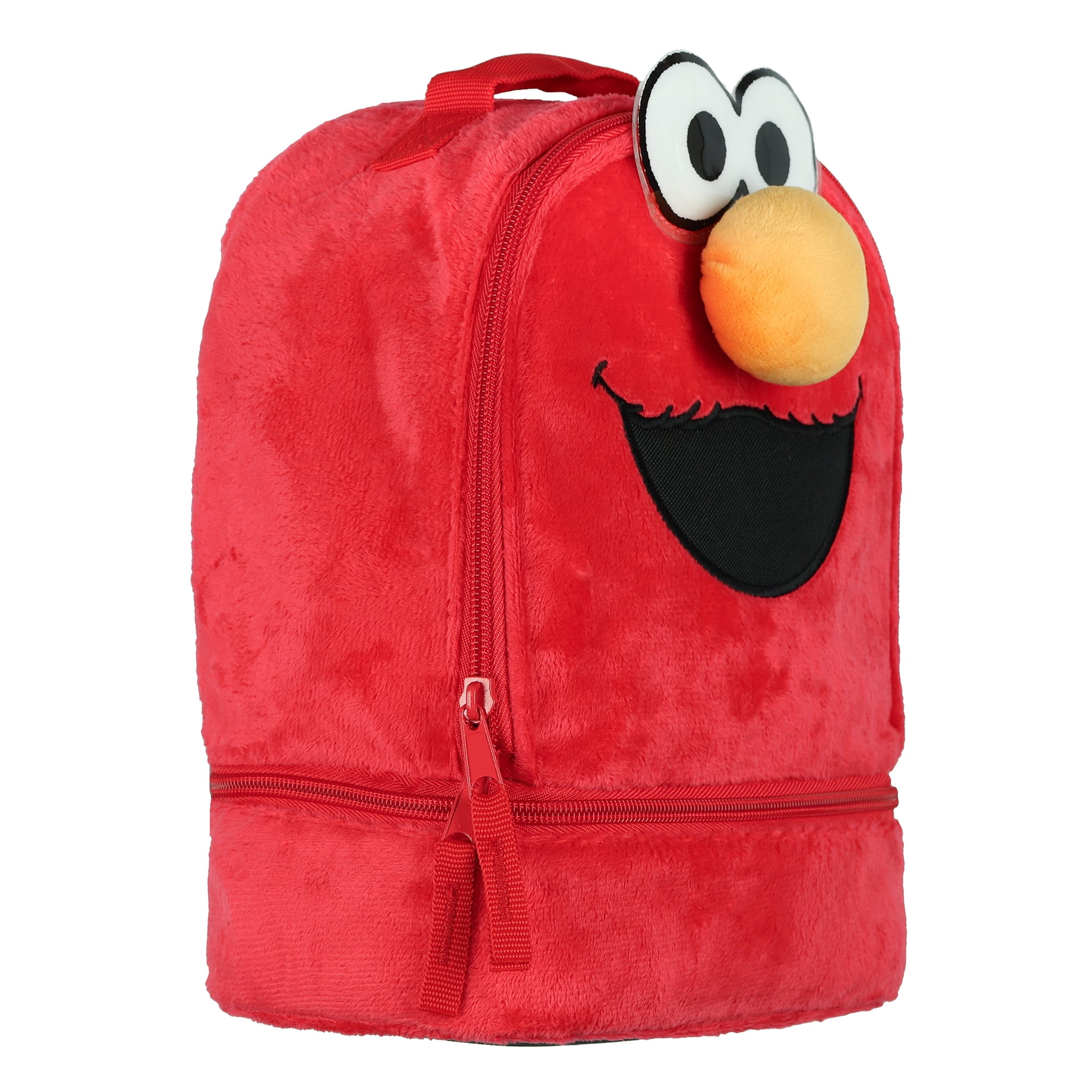 Sesame Street Lunch Bag Plush Elmo Insulated Dual Compartment Tote 10"