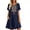 Navy, variant on Bxsruta Women's Embroidered Cotton Casual Bohemian Smock Dress V Neck Short Sleeve Loose Flowy Midi Length with Pockets Pull on Lightweight Breathable Summer for Women