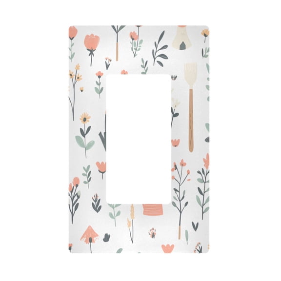 Yayeee Rocker Switch Wall Plate 1-Gang 4.6"x2.9" Home Decorative Outlet Cover, Garden Pattern
