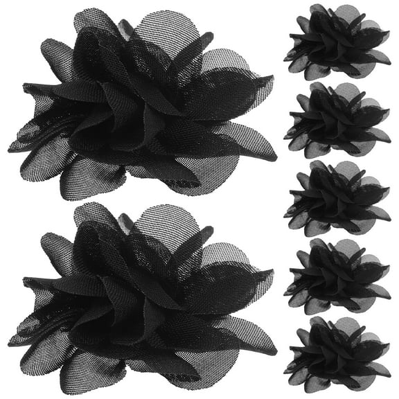 LOLIPPYY 10Pcs Black Chiffon Artificial Flowers for DIY Wedding Decor
