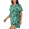 thumbnail image 2 of Naloa Pineapple Sea Turtle Women's Short-Sleeved Pajama Set, Loungewear, Summer pajamas, Breathable Cozy - Medium, 2 of 9