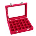 thumbnail image 2 of Neinkie 24 Slot Velvet Glass Jewelry Box Organizer Rings Earrings Tray Display Storage Case, 2 of 7