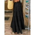 thumbnail image 5 of Women'S Summer Casual Elegant Smock Layered Tiered Maxi Skirt High Waisted A Line Flowy Long Skirts Black S, 5 of 8