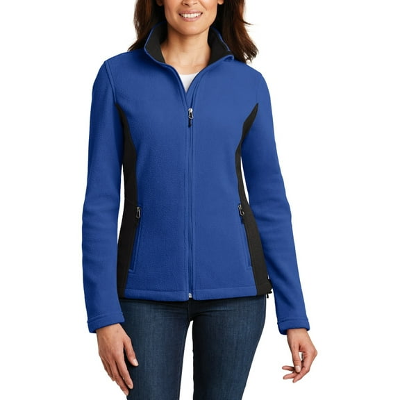 Just Blanks Ladies Colorblock Value Fleece Jacket, True Royal/ Black, 4XL