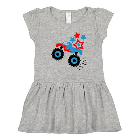 

Inktastic Patriotic Monster Truck with Red and Blue Stars Gift Toddler Girl Dress