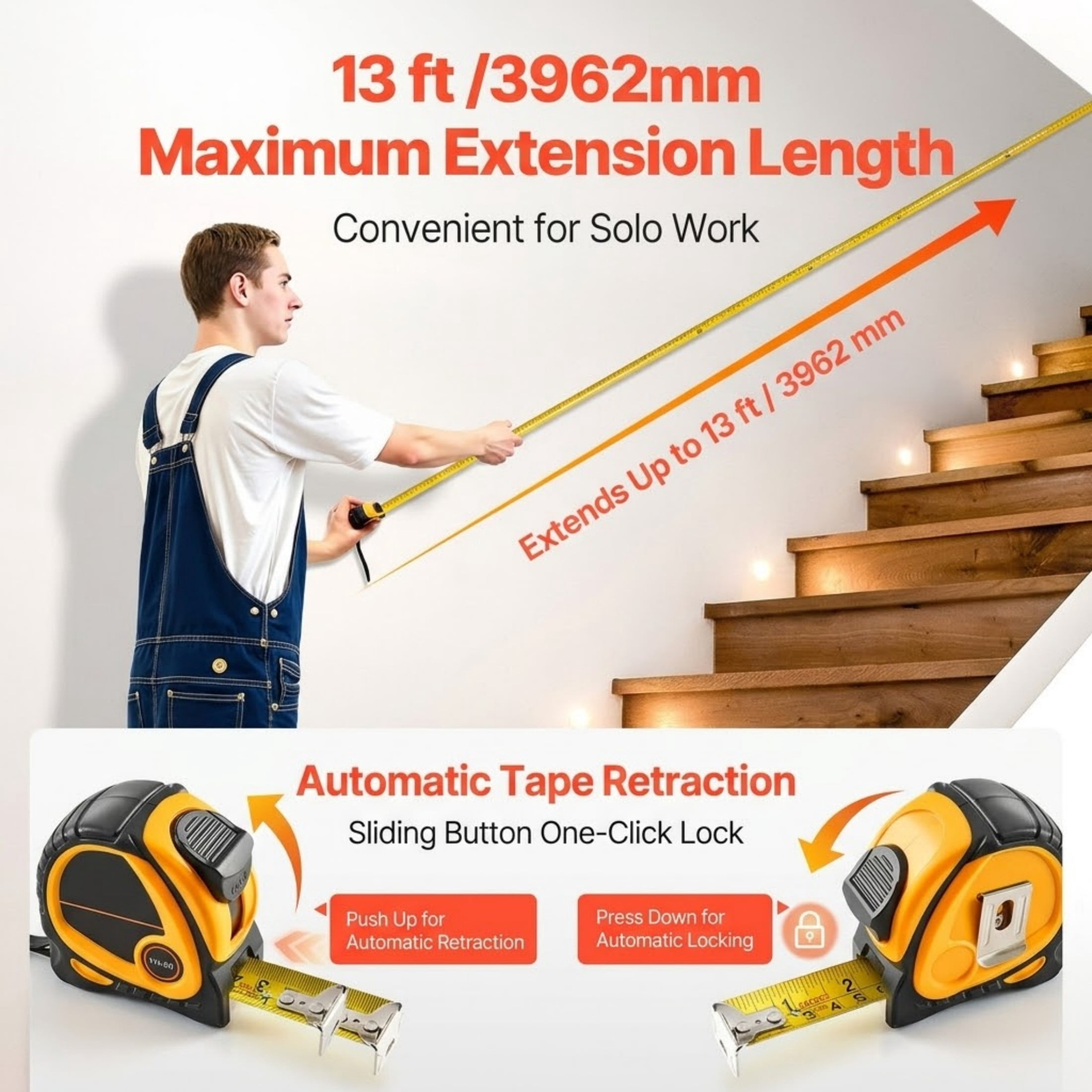 2-Pack 25 ft Tape Measure, Retractable Dual-Scale (Imperial/Metric) Steel Measuring Tape with ABS Case