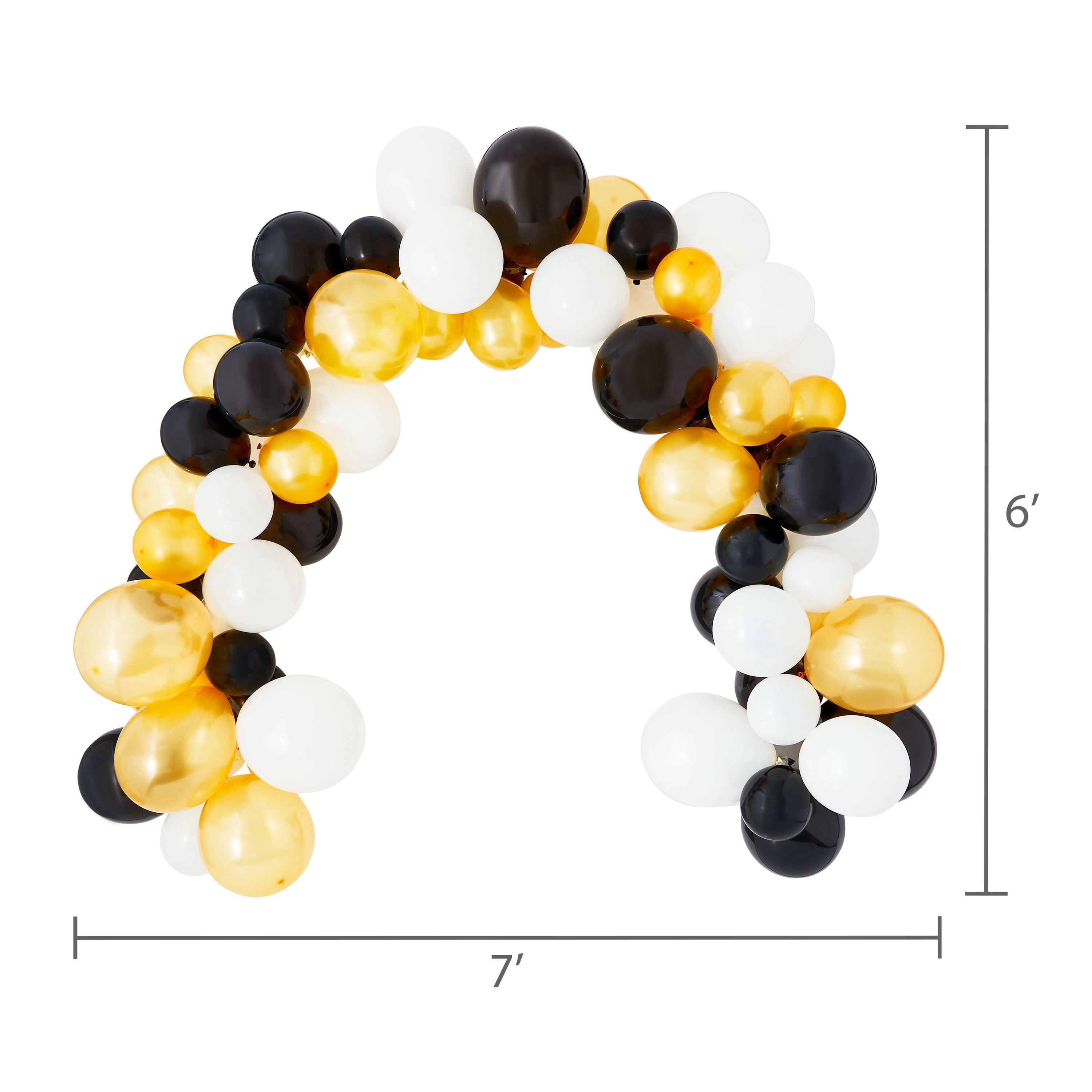 Black/White/Gold Balloon Garland, 76 Pieces, by Way To Celebrate