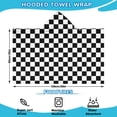 thumbnail image 2 of Black and White Checkered Pattern Hooded Bath Towel，60"x35" for Ages 3 To 12 Kids, Quick Dry Lightweight Soft Microfiber Hood Beach Towel Cover Up for Kids, 2 of 7