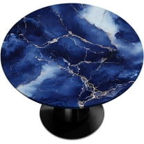 Blue Marble Modern Round Tablecloths with Elastic Edge Fitted Round Table Cloth Small Wipeable Washable Circle Table Covers for Dinner Patio Party Indoor Outdoor Kitchen Decor (Fit 36-44 in)