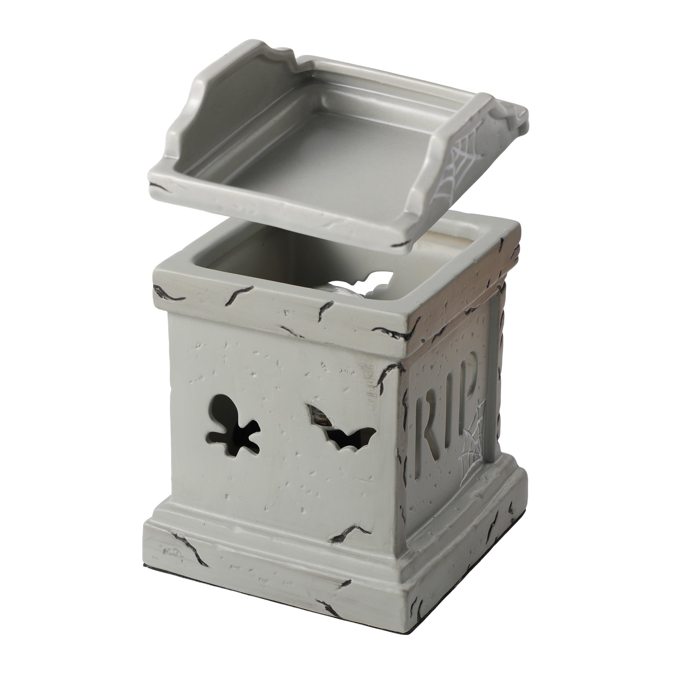 Better Homes & Gardens Halloween Ceramic Electric Plug-in Wax Melt Warmer with Farm Apple Pumpkin Wax Melts, Tombstone