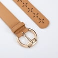 thumbnail image 3 of RISANTRY Women's Casual Beige Leather Belt with Gold Buckle, 3 of 6
