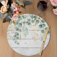 thumbnail image 3 of Sage Green Eucalyptus Round 13 Inch Placemats Set of 6, Country Leaves Pastoral Plants Wooden HeatResistant Non Slip Place Mats for Dining Table, Wipeable Braided Kitchen Table Mats for Housewarming, 3 of 9