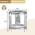 thumbnail image 5 of Round Glass End Table, 19" Modern 2-Tier Side Table with Clear Tempered Glass Top and Silver Stainless Steel Base for Living Room or Bedroom, 5 of 5