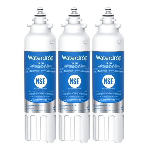 Waterdrop ADQ73613401 Replacement for LG® LT800P®, ADQ73613402, ADQ73613408, ADQ75795104, Kenmore 9490, LSXS26326S, LMXC23746S, LSXS26366S, Refrigerator Water Filter, 3 Pack (Package May Vary)