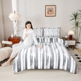 thumbnail image 4 of jejeloiu Modern Abstract Geometric Twin Comforter Sets,Gray Stripe Bedding Set For Girls Boys Reversible 2-Piece, 4 of 8