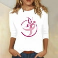 thumbnail image 2 of Honeeladyy Breast Cancer Shirts for Women Breast Cancer Awareness Round Neck 7/4 Sleeve Shirt Pink Ribbon Tee Tops #Mh-White-XXL, 2 of 5