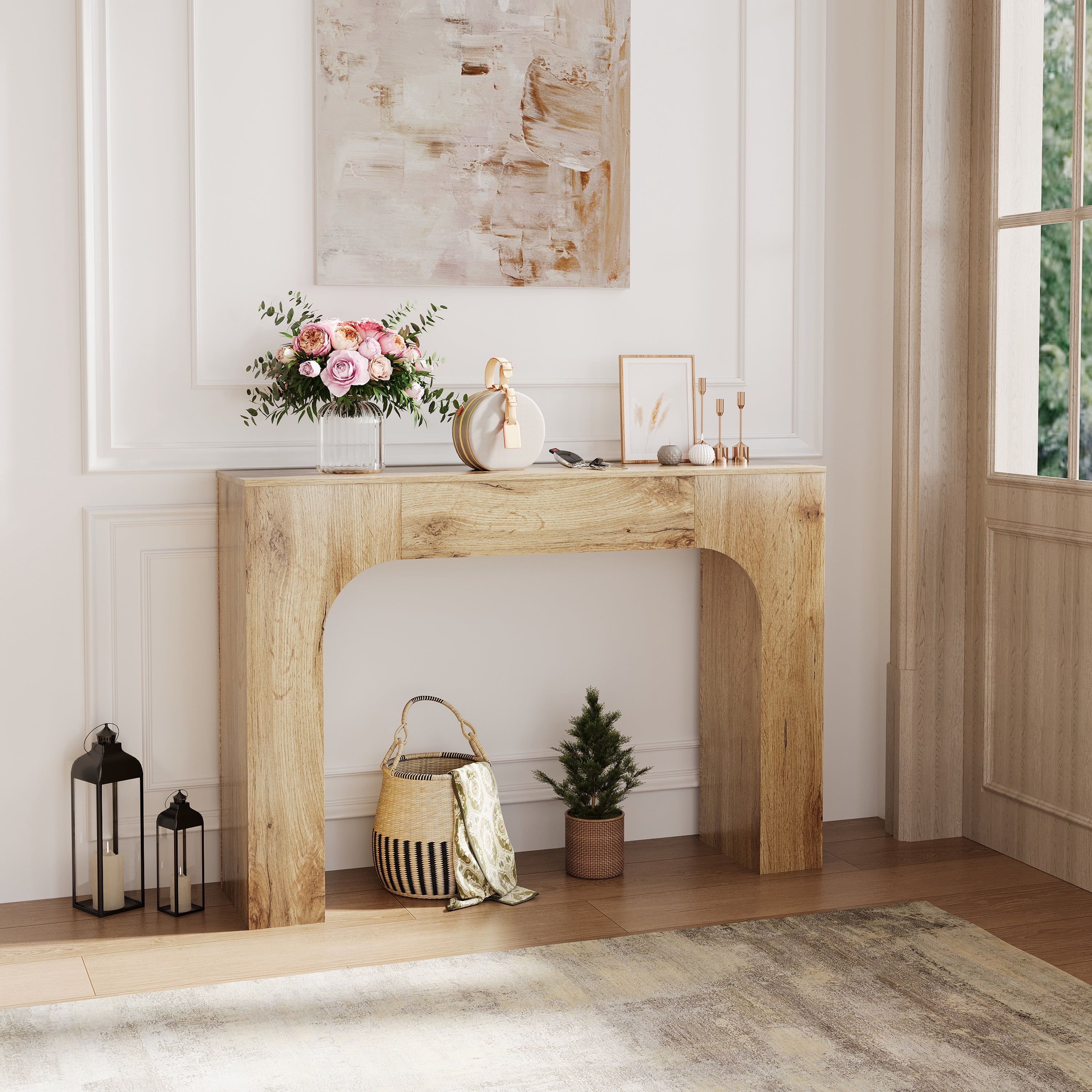 Slim Farmhouse Console Table for Living Room – Narrow Wooden Entryway Table, Rustic Oak Accent, Space-Saving Hallway Furniture, Ideal Behind Sofa or in Foyer, 47 Inch – 1.2 Michat Cracked Oak
