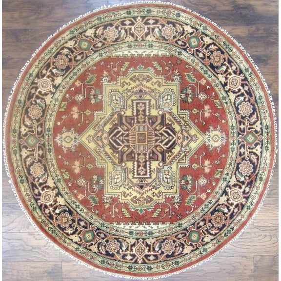 Wahi Rugs Hand Knotted Tribal Heriz 6'0"x6'0" -w453