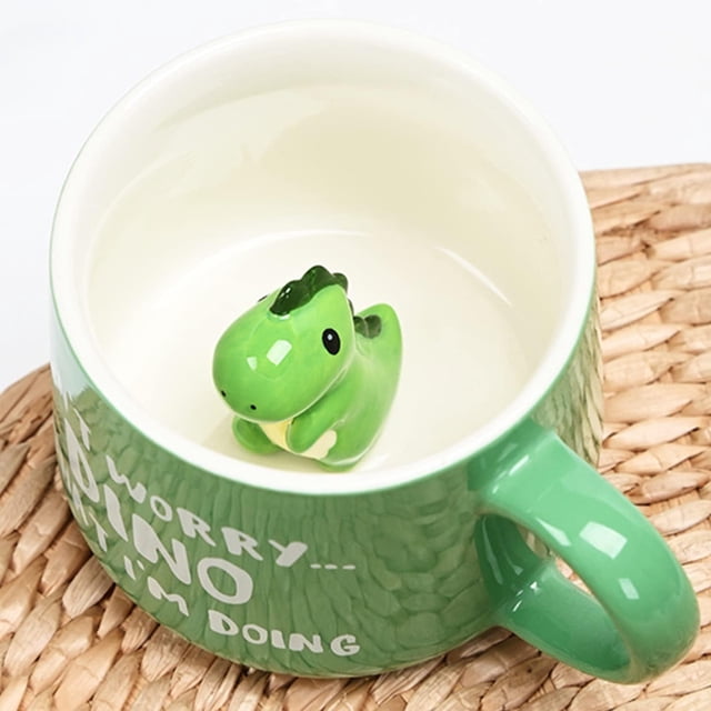 Taza de dinosaurio regalo 3D Dino Animal Taza de cerámica taza de té 350 ml taza de café dicho divertido taza de té dulce taza de café regalo de cumpleaños para mujeres amigas