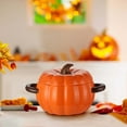 thumbnail image 3 of Yika Halloween Decorations Halloween Ceramic Soup Pot With Lid Pumpkin Double Ear Soup Bowl, 3 of 9