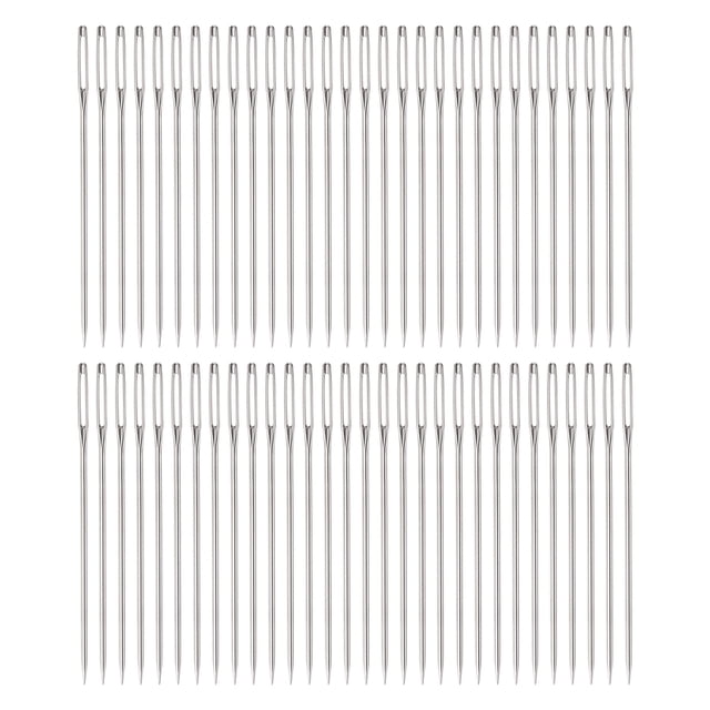 Unique Bargains 60Pcs Large Eye Needles 2.2' Stitching Needle Hand Sewing Embroidery Needle for Leather Cross Stitch