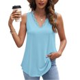 thumbnail image 2 of GERsome Summer Tank Tops for Women Lace V Neck Loose Fit Flowy Sleeveless T-Shirts Casual Vacation Curved Hem Muscle Tee S-2XL, 2 of 5